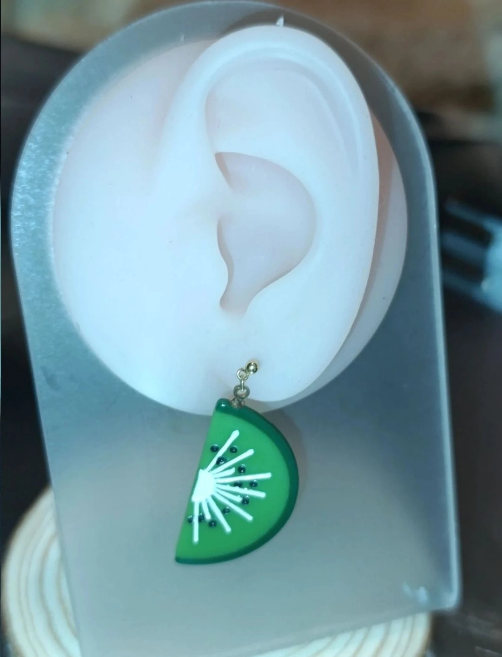 Boucles d'oreilles Gargle Kiwi vert et noir – photo 3